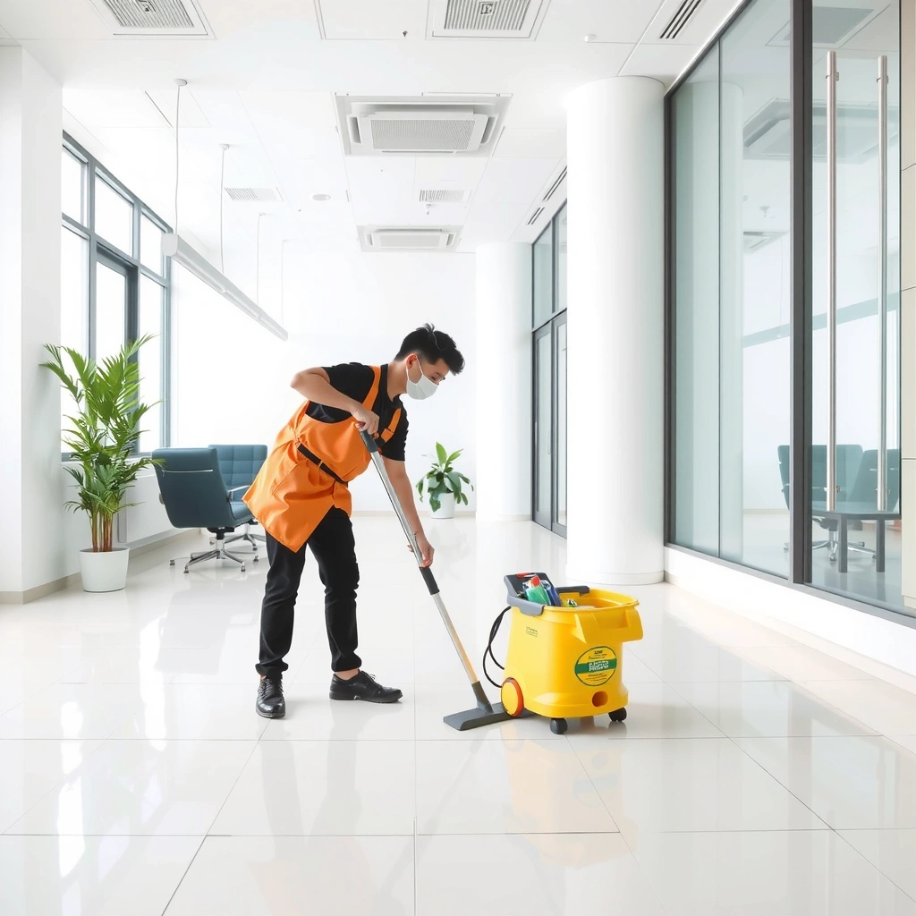 Commercial office cleaning service in Metro Manila business district