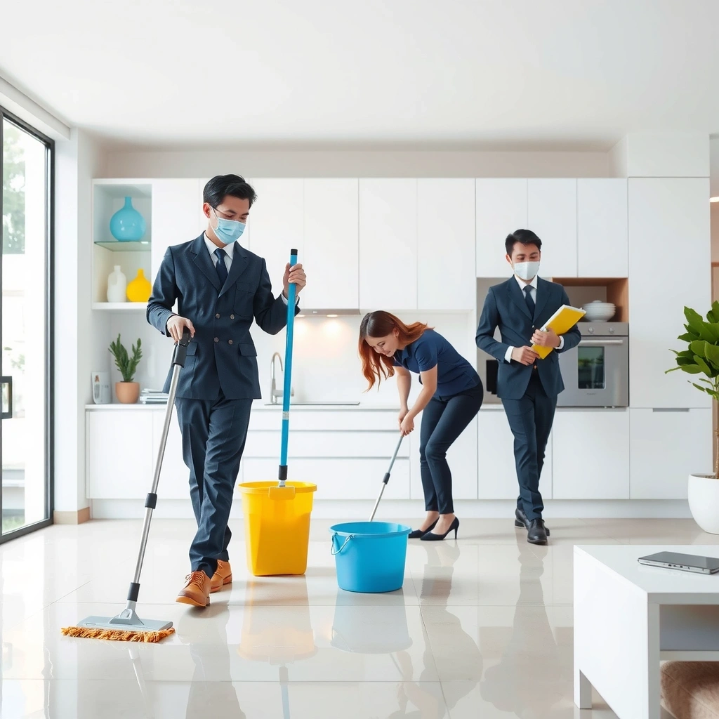 Professional cleaning service team at work in Metro Manila home